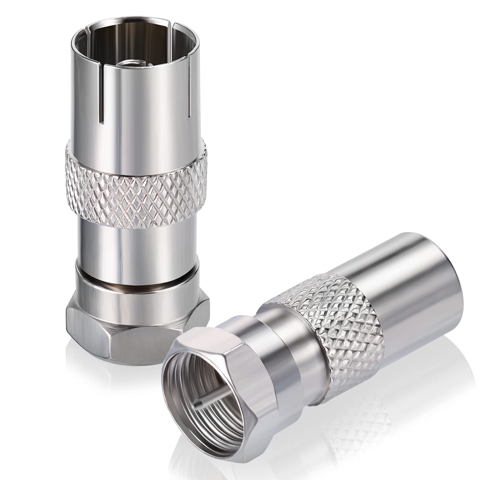 Bingfu TV Aerial Adapter Coaxial Antenna Connector F Plug to TV Male & Female Adapter Coupling (Pack of 2) for Antenna, Satellite, Coaxial Cables