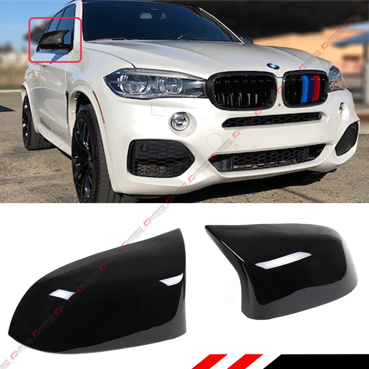 Cuztom Tuning Painted Glossy Black Side Mirror Cover Caps Replacement- M Style Compatible for 2014-2018 BMW X3 X4 X5 X6