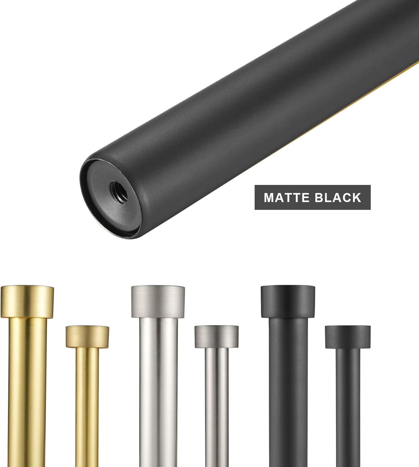 Double Curtain Rods for Windows,1-Inches Front and 3/4 Inches Back Metal Matte Black Window Curtain Rod,36-72 Inches Adjustable Drapery Rod with Premium Aluminum Finials: Home Improvement