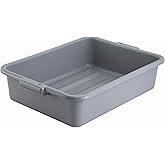Winco 5" Gray Bus Box Dish Tub for Restaurants | Heavy-duty, Stackable, Easy-grip handles