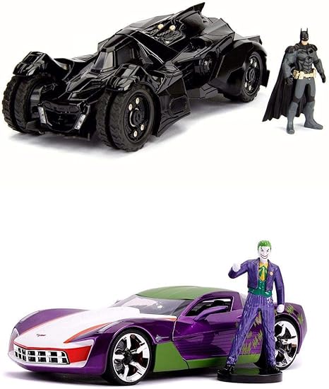 Amazon Com Batman Vs Joker Diecast Toy Car Package Two 1 24 Scale Diecast Model Cars Toys Games