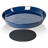 1 Pack Plant Saucer Pot Trays 14 Inch, Deep Plant Saucers Water Catcher Tray for Indoor & Outdoor Planters,Bird Bath Durable Ceramic Plant Tray for Flower Pot (14 inch Blue)