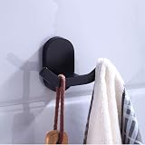 BOOKARROW Matte Black Wall Mounted Double Robe Hook Solid Brass 7113B view 2