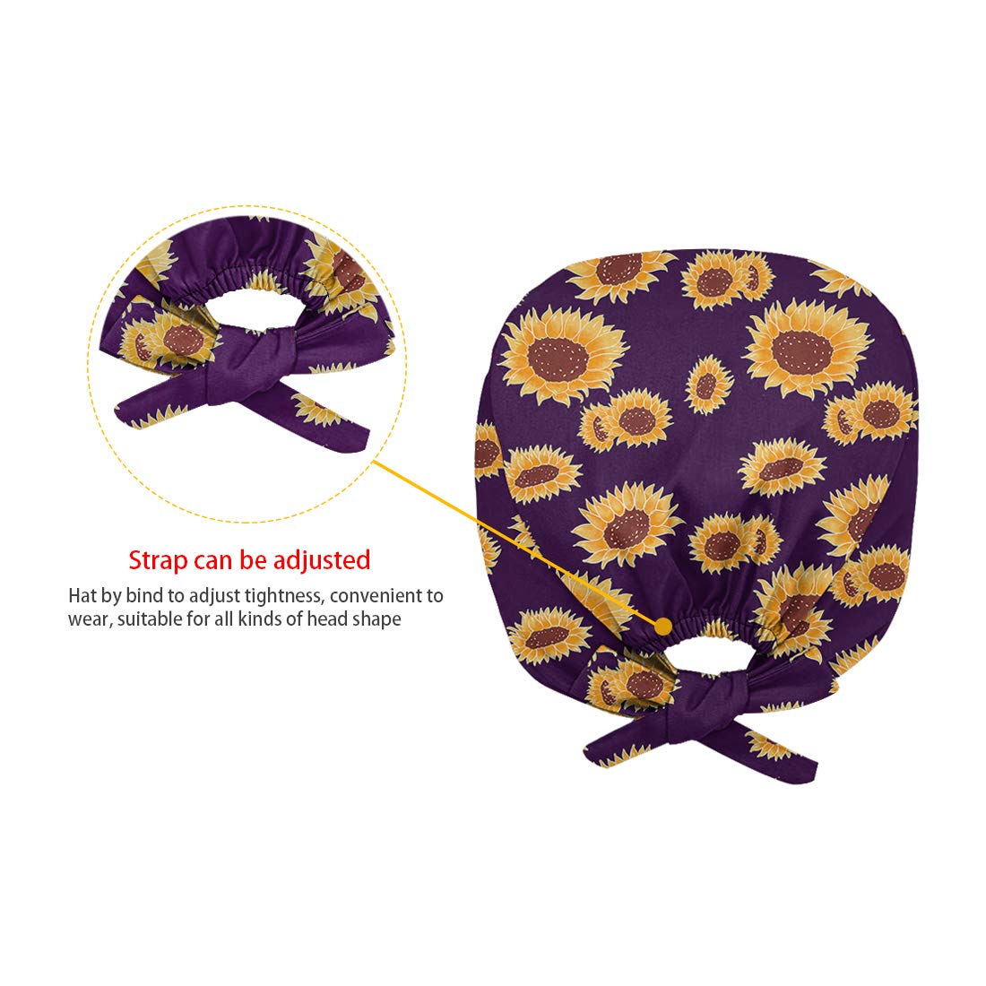 Woisttop Leopard Print Scrub Caps Adjustable Bouffant Turban Hat Unisex Hair Cover Caps with Sweatband - Image 5