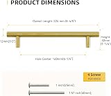 Goldenwarm 15Pcs Brushed Brass Cabinet Handles 160mm 224mm 12mm Hole Center view 3