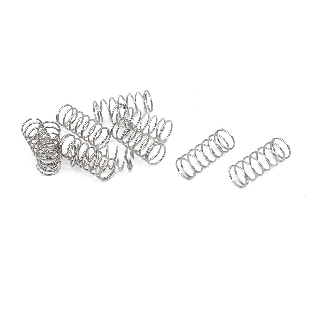 sourcingmap 0.6mmx8mmx20mm 304 Stainless Steel Compression Springs Silver Tone 10pcs