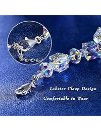 KesaPlan - Pulsera de plata de ley 925 con cristales de Swarovski de 17,78 a 9.0 in