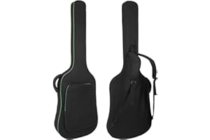 MUZTOP Bass Guitar Bag, 7MM Padding Bass Guitar Gig Bag Padded Soft Electric Bass Guitar Case Backpack with Pockets, Green Zipper