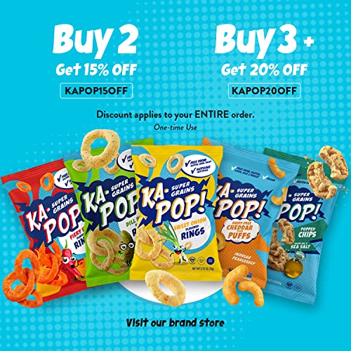 KaPop! Popped Chips Vegan Cheddar, 3oz, Pack of 4 Free from Gluten