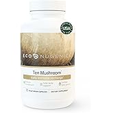 EcoNugenics Ten Mushroom Supplement: Daily Immune Support, 120 Capsules – Lion’s Mane, Reishi, Cordyceps, Turkey Tail – Energy, Gut Health, Liver, Kidney, Cholesterol & Nootropic Brain Support