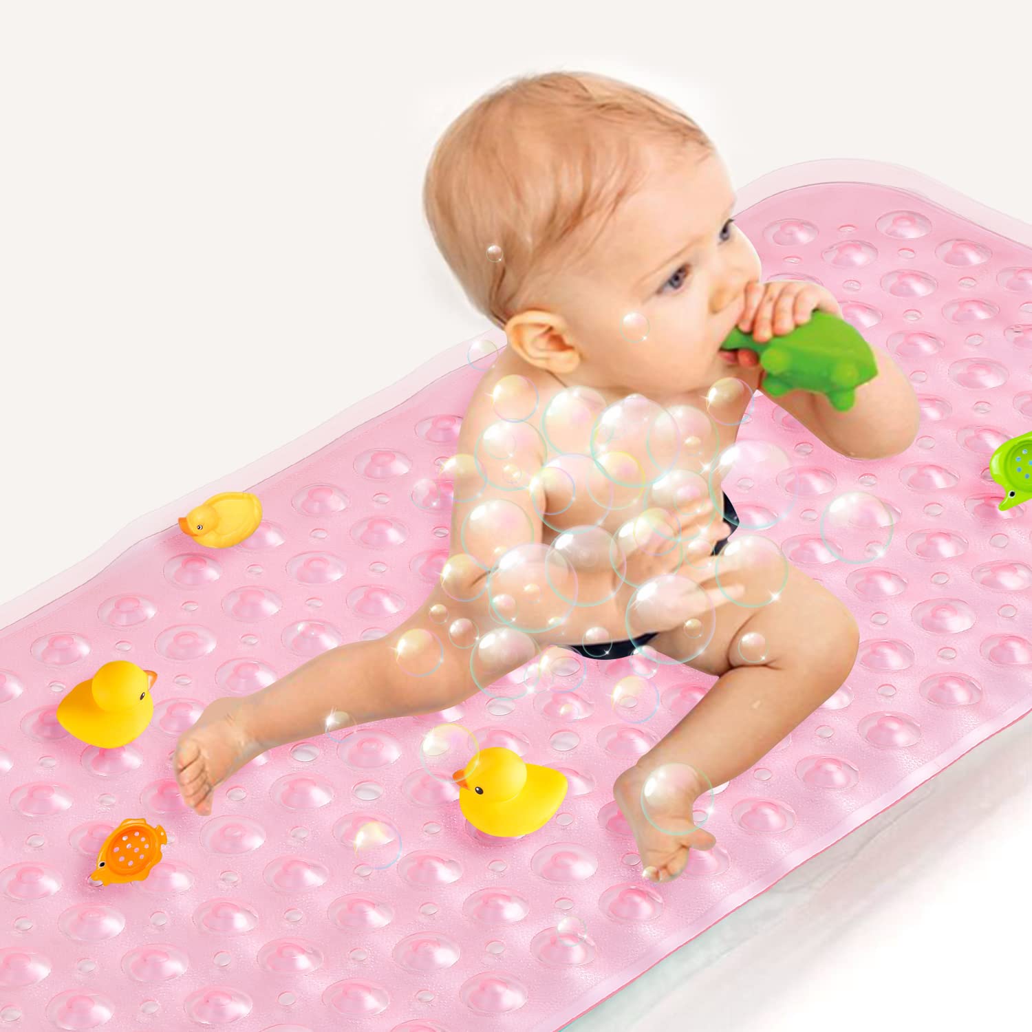 Photo 1 of Sheepping Baby Bath Mat for Tub Non Slip Extra Long Cover Bathtub Mat for Toddler Kids 40 X 16 Inch - Eco Friendly Infant Bath Tub Mat with 200 Big Suction Cups,Machine Washable Shower Mat