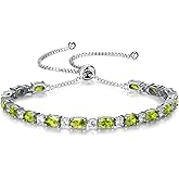 FANUFAN Birthstone Bracelet for Women Sterling Silver Plated Birthday Adjustable Bracelet Jewelry Gifts for Women
