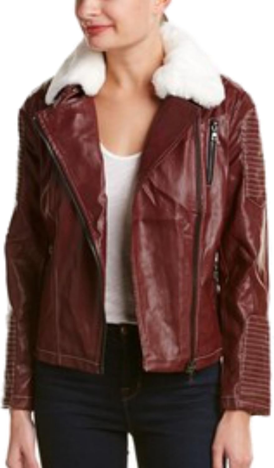 burgundy fur jacket