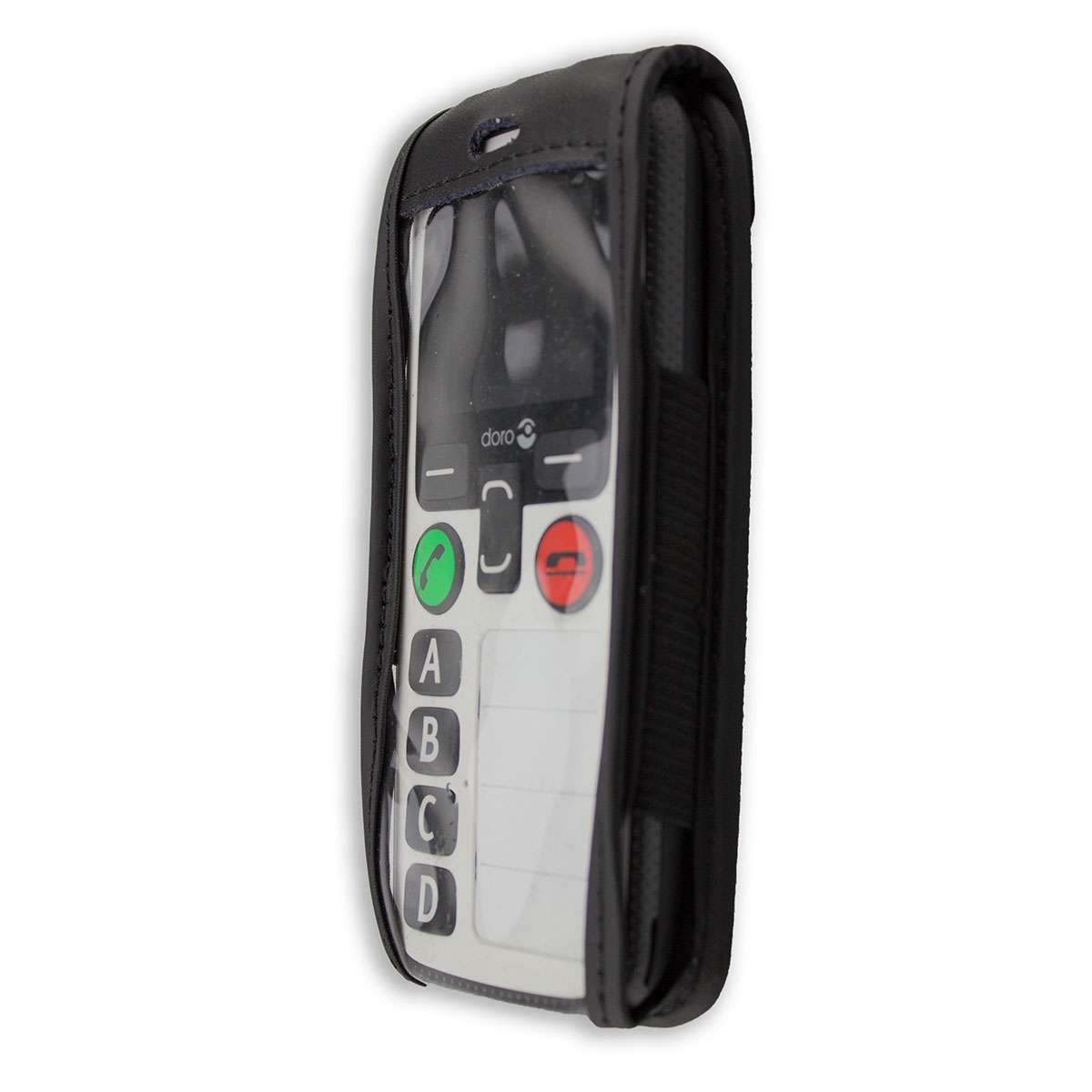 caseroxx Leather-Case with belt clip compatible with Doro Secure 580 / 580IUP made from genuine leather, Pouch with belt clip and viewing window in black