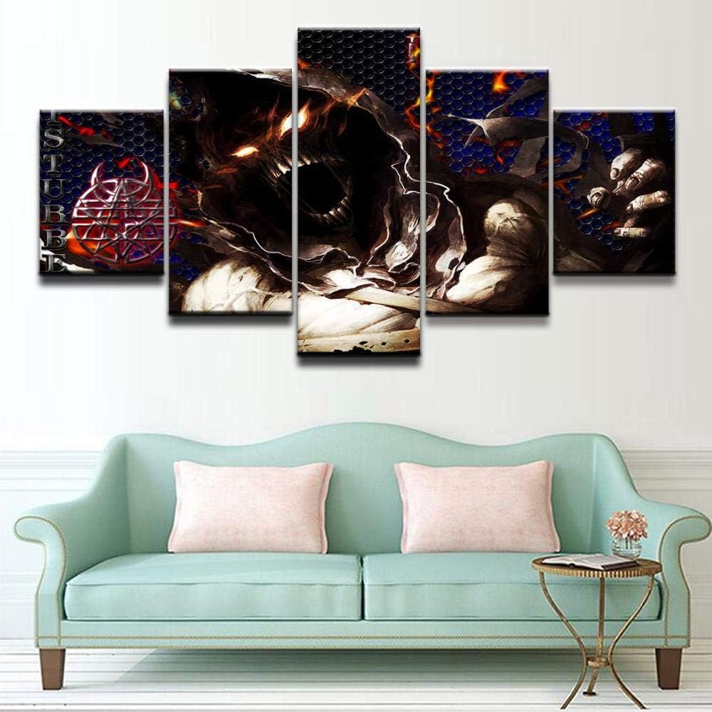 XIAOAGIAO 5 Canvas Prints Modern Wall Art HD Printed Modular Pictures Framework 5 Pieces Music Disturbed Hard Rock Heavy Metal Posters Home Decor Paintings on Canvas