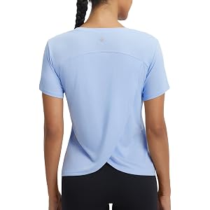 baleaf Women's V Neck Workout Tops Quick Dry Short Sleeve Running Shirts | Moisture-wicking, Breathable, Lightweight, Stretch