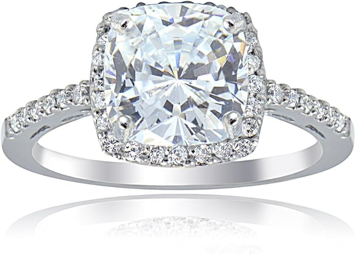 Gemstar Usa Sterling Silver Cubic Zirconia Cushion Cut Bridal