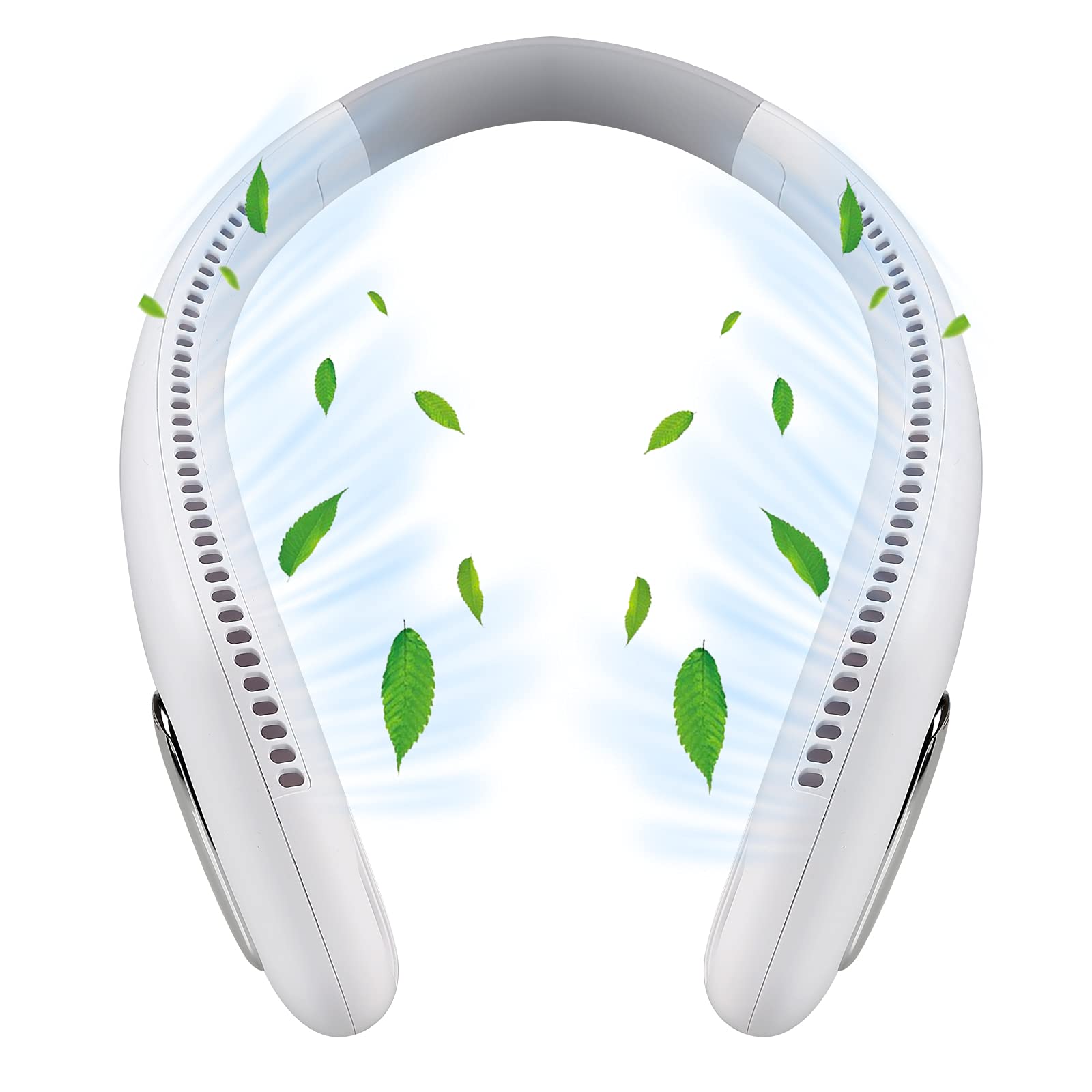 Rexspt Portable Neck Fan, Hands Free Bladeless Fan, USB Rechargeable Personal Fan with 3 Wind Speed Adjustable, Headphone Design 360° Cooling Hanging Fan for Traveling Office