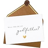 Joli Coon Will you be my godfather card with envelope and wax seal - Godfather proposal cards