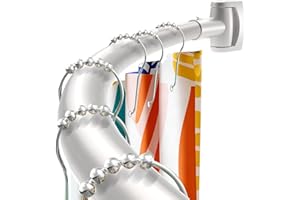 Brushed Nickel Curved Shower Curtain Rod 33-78 Inches Adjustable Splicing Design Shower Rods Curved Round Bowed Rust proof, N