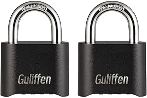 Guliffen 2 Pack Heavy Duty Combination Padlock, Outdoor Combination Lock Weatherproof for Gate, Fence, Warehouse, Storage Unit,Garages (Black)
