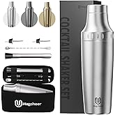Magcheer Hybrid Cocktail Shaker Set | Vacuum Insulated Stainless Steel Martini Shaker with Strainer & Jigger Lid | Travel cocktail kit with Bartender Accessory Tools | 30oz | Silver