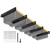 Eastrexon Overhead Garage Storage Rack for Totes (5-Pack for 4 Bins) | Heavy Duty Metal Ceiling Mount Hanging Bin Rails, Adjustable Storage Track System for Workspace Organization