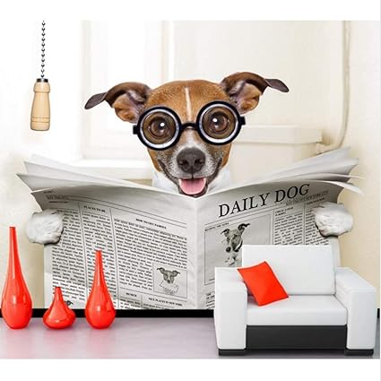 Zybnb Chiens Lunettes Journal Journal Animaux Humour 3d Fond D Ecran Bar Salon Canape Tv Fond Enfants Peintures Murales Amazon Fr Bricolage