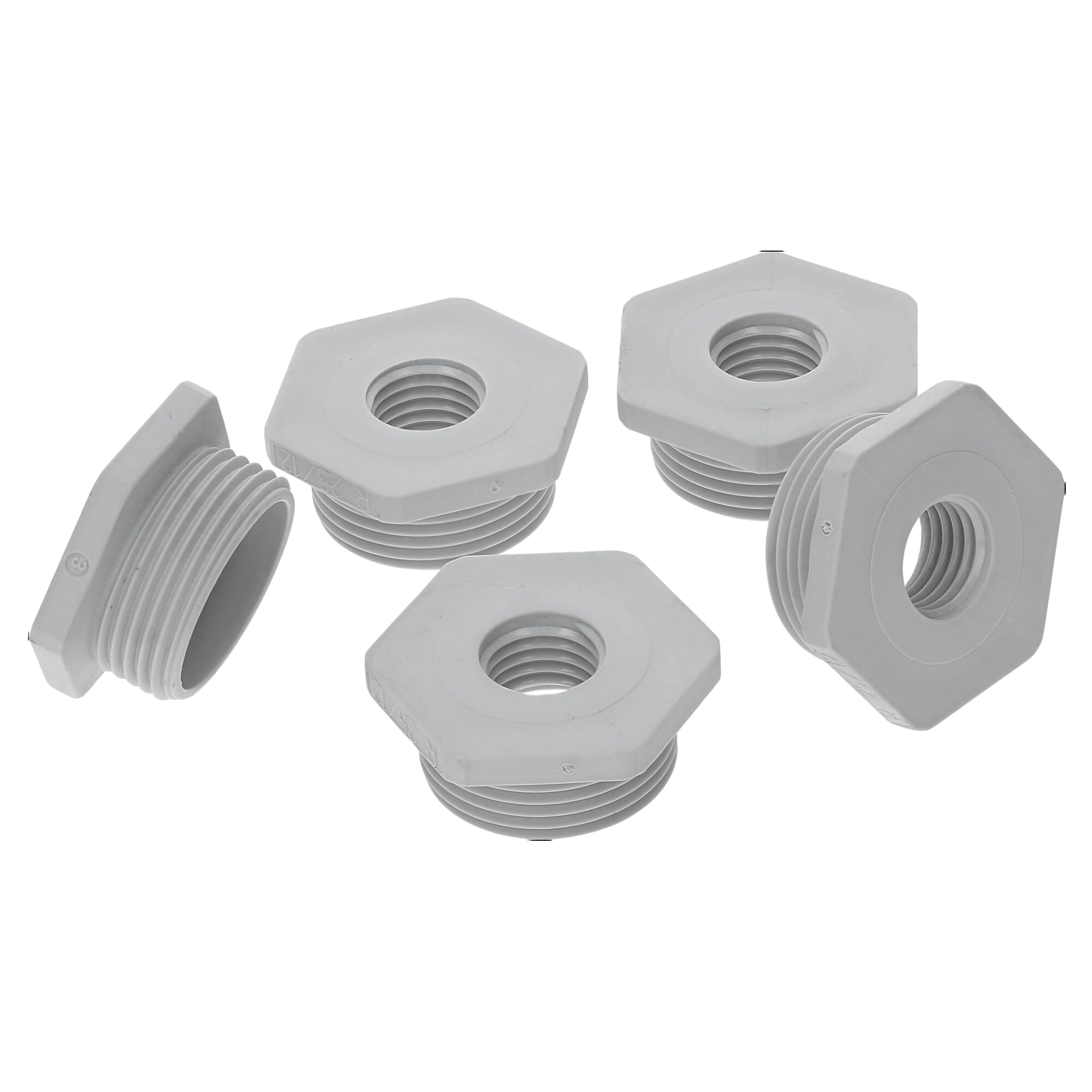 Kalitec G6251600 Reduction M25/M16 Plastic Light Grey I Reducer Cable Gland Hexagonal I M16 Female Thread I M25 Male Thread I IP68 Pack of 5