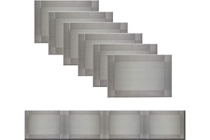 Bright Dream Placemats for Kitchen Table Washable Easy to Clean PVC Placemat Heat-resistand Woven Vinyl Table Mats (1 Table Runner and 6 Placemats, Grey)