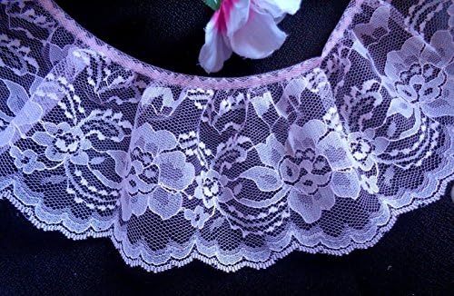 3" Wide Light Pink Ruffle Trim Lace Sewing Embellishments For Crafts, Sewing Projects, Wedding Dress By The Yard