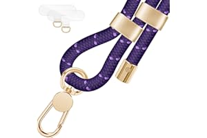 UKON Cell Phone Lanyard,Crossbody Lanyard and Wrist Strap Premium Metal Buckle Phone Charms with 2 X Phone Patch Compatible with All Smartphone(Purple)