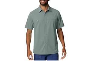 Mens Fishing Shirts Short Sleeve Button Up Hiking Shirt Cooling Quick Dry Breathable Travel Camping T-Shirt Clothes