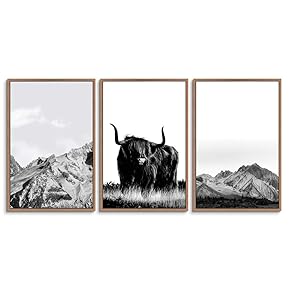 signwin 3 Piece Framed Canvas Wall Art Black...