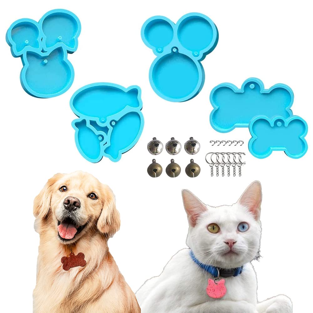 Resin Casting Resin Silicone Mould Resin Moulds - Resin Casting Set (5 x Dog Tag Silicone Mould with 6 Bells)