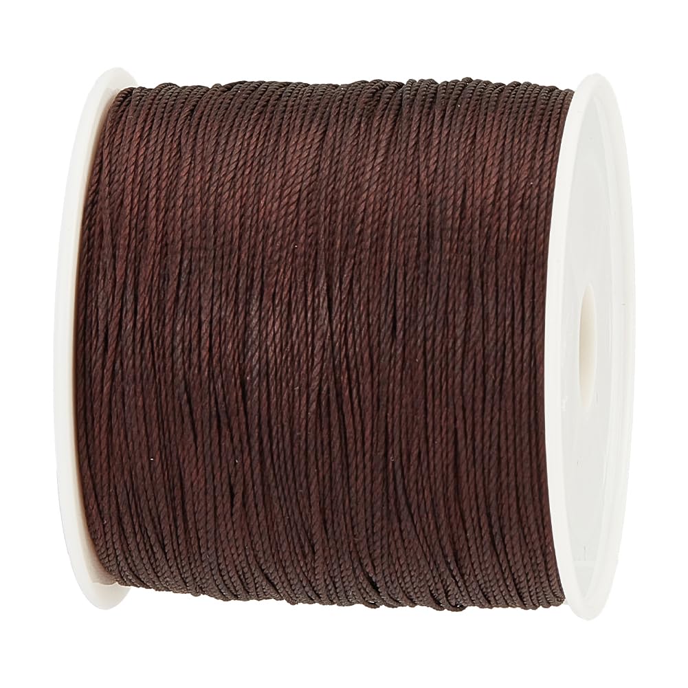PH PandaHall 106m/roll 0.5mm Round Waxed Polyester Cord Thread Beading String Spool Coconut Brown