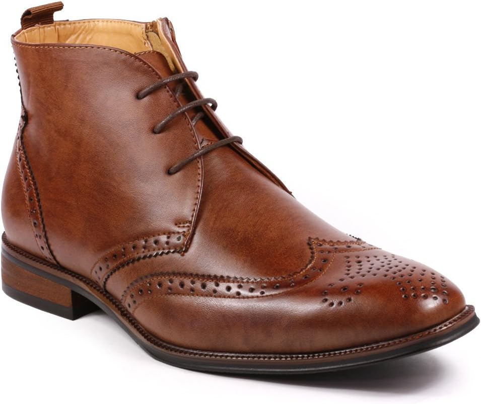 UV SIGNATURE UV203 Men's Lace up Perforated Wing Tip Formal Dress Casual Ankle Boots