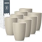 Wrova Wheat Straw Cups 8 PCS Good Alternative to Plastic Reusable Cups 12 oz Unbreakable Drinking Cup Reusable Dishwasher Safe Water Plastic Glasses (Beige)