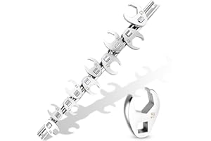DikTalk 3/8" Drive Metric Crow foot Wrench Set 10-Piece 10-22mm, CR-V Steel Flare Nut Design, for Automotive & Plumbing Tight