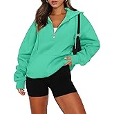 onlypuff Women Half Zipper Pullover Sweatshirt Long Sleeve Hoodies Kangaroo Pocket Fleece Basic Sweater
