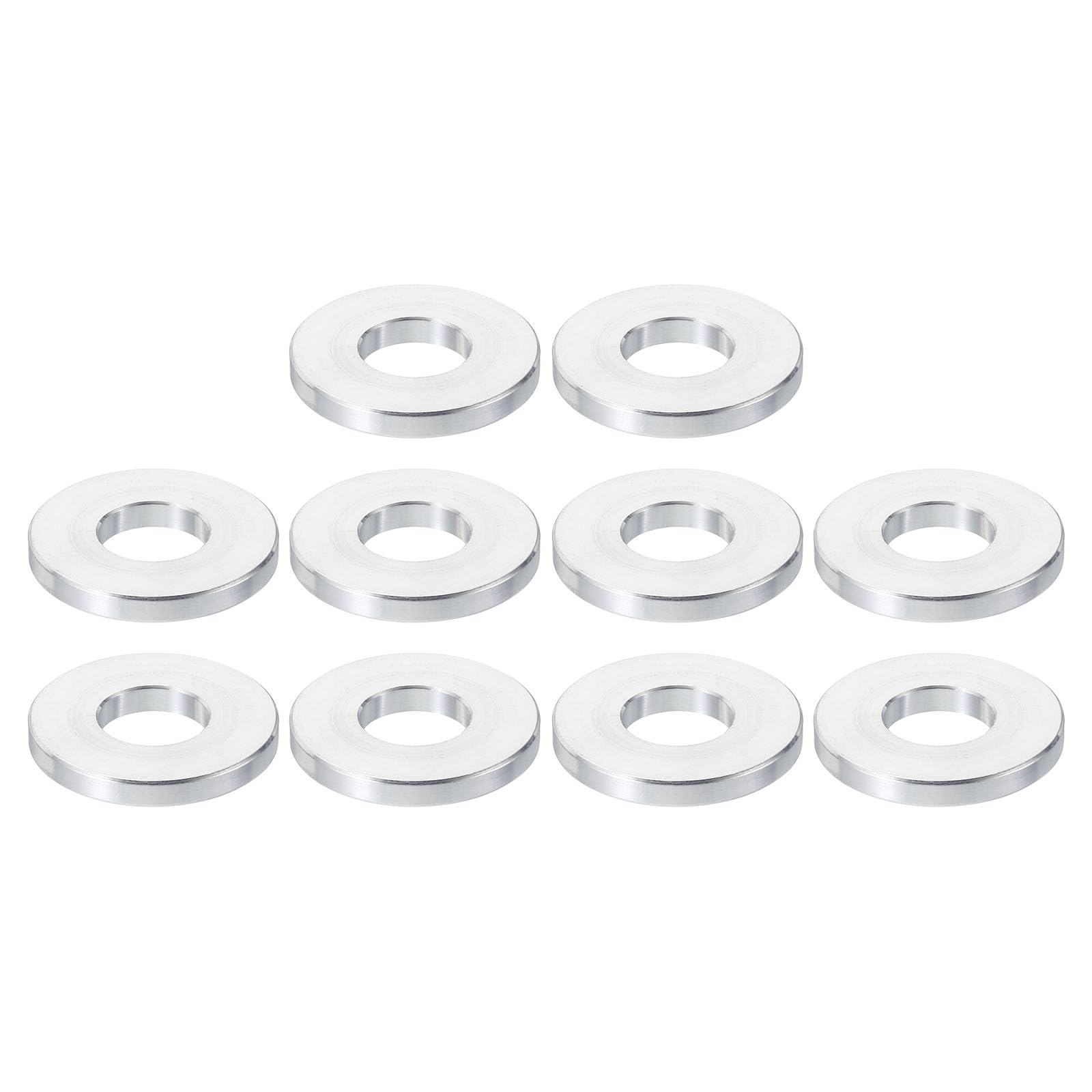 PATIKIL M10 Aluminum Spacers, 10 Pcs Metal Spacer Aluminum 10.5mm ID x 24mm OD x 3mm L Aluminum Spacer Screw Standoff Round for 3/8" M10 Screw Bolts
