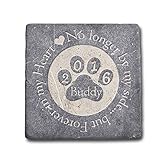Personalized Memorial Pet Headstone Customized - No Longer By My Side - 6 x 6 Negro Marquina Marble
