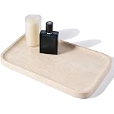 Travertine Vanity Tray, Stone Bathroom Tray for Countertop, 14'' Marble Decorative Dresser Trays, Large Serving Trays for Kitchen Counter, Storage for Kitchen Sink, Perfume, Jewelry Holder
