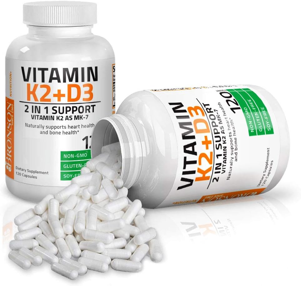 Vitamin K2 (MK7) with D3 Supplement Bone and Heart Health Non-GMO Formula 5000 IU Vitamin D3 & 90 mcg Vitamin K2 MK-7 Easy to Swallow Vitamin D & K Complex, 120 Capsules: Health & Personal Care