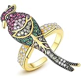OIDIMS Cute Bird Cocktail Statement Ring Magpie Colorful Cubic Zirconia Personalized Open Adjustable Engagement Love Rings Wedding Bands Delicate Luxury Party Jewelry Finger Ring for Women