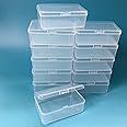 Wotermly 12 Pcs Small Clear Containers with Lids Small Mini Rectangle Clear Plastic Beads Storage Containers Box for Tiny Items(Size D 12 Pcs)