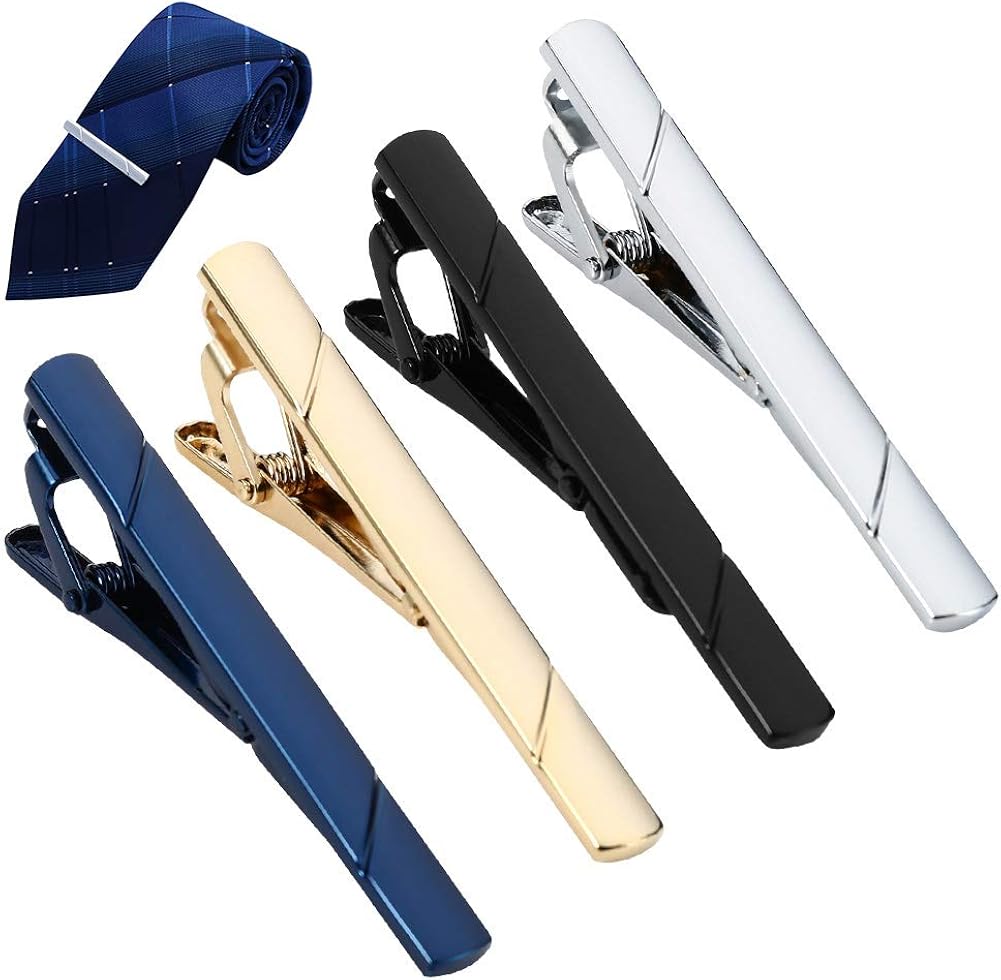 FANCYLEO EU 4 Color Tie Clips Men's Tie Accessories Mens Tie Clip Classic Present Set Necktie Ties Bar Pinch Clips Business Tie for Men - Image 4