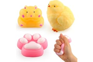 Taba Squishy Toys, Cute Cat Paw Chick Hamster Squeeze Fidgets, Soft Sensory Stress Relief Toys for Anxiety, Kawaii Animal Par
