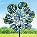 Bits and Pieces - Solar Peacock Wind Spinner - Decorative Solar Powered Kinetic Wind Mill: Glass Ball Emits Color-Changing Light - Unique Outdoor Lawn and Garden DÃcor, Lawn Ornament