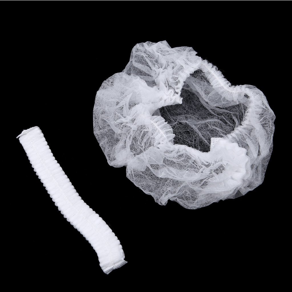 Disposable Stretchable White Caps, Cover Hair for Cooking and Hygiene